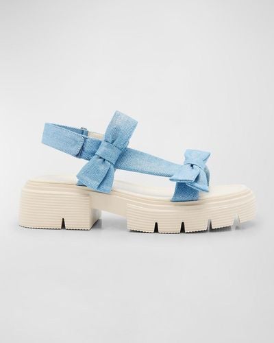 Stuart Weitzman Sofia Nolita Dual Bow Slingback Sandals - Blue