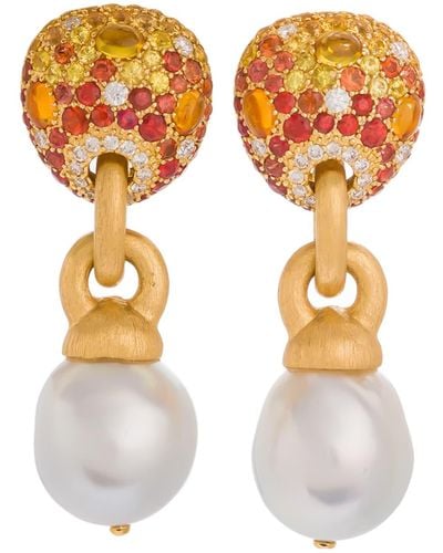 Margot McKinney Jewelry 18k Sapphire & Baroque Pearl Drop Earrings - Metallic