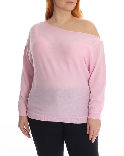 Minnie Rose Plus Plus Size Off-shoulder Cashmere Sweater - Pink