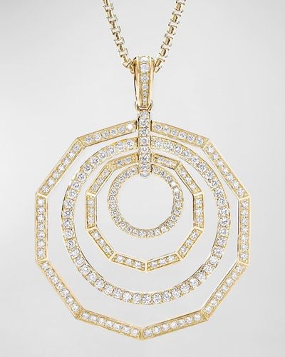 David Yurman Stax 18k Yellow Gold Diamond 4-ring Pendant Necklace - White