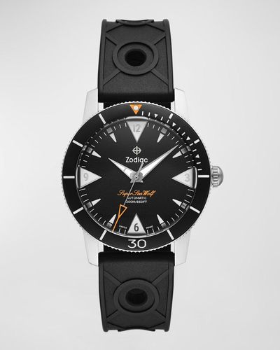 Zodiac Super Sea Wolf 53 Skin Automatic Rubber Watch, 39Mm - Black
