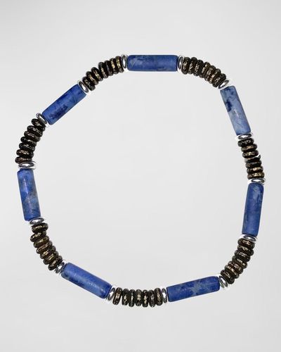 Jan Leslie Cylinder Gemstone Beaded Bracelet - Blue