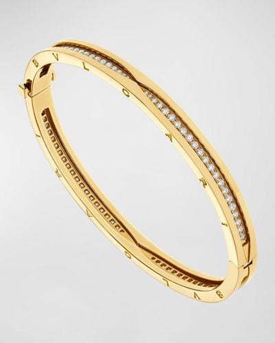 BVLGARI B.zero1 18k Yellow Gold Diamond Bangle Bracelet, Size M - Metallic