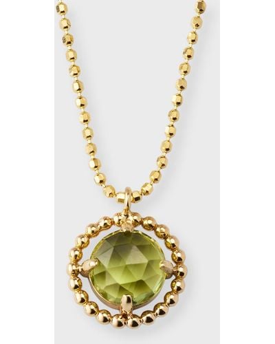 POPPY FINCH 14k Gold Beaded Peridot Pendant Necklace - Metallic