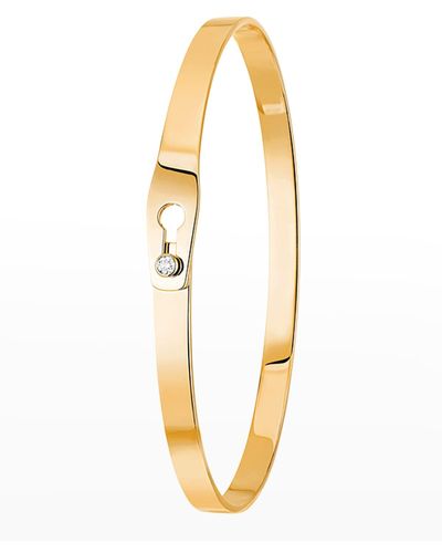 Dinh Van Yellow Gold Secure Narrow Bangle Bracelet With 1 Diamond - Metallic