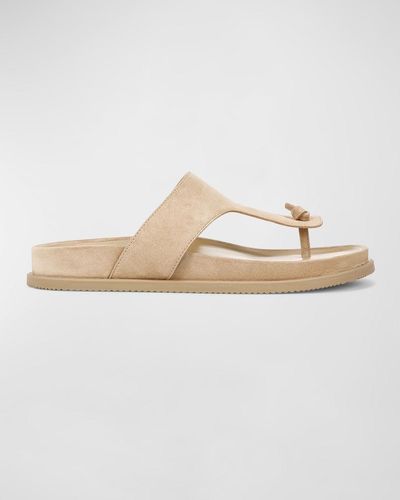 Vince Diego Suede Thong Sandals - White