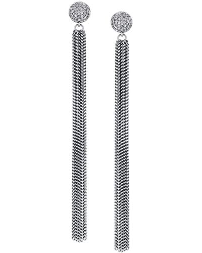 Sheryl Lowe Extra-long Diamond & Fringe Earrings - White