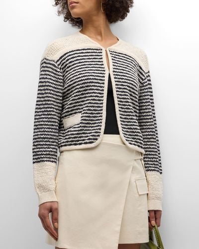 Tanya Taylor Ashton Organic Cotton Knit Two-tone Jacket - Gray