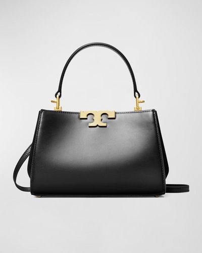 Tory Burch Eleanor Mini Leather & Suede Satchel Bag - Black
