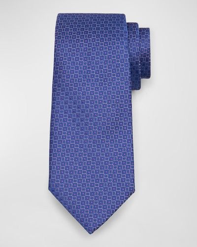 Charvet Silk Micro-Geometric Tie - Blue