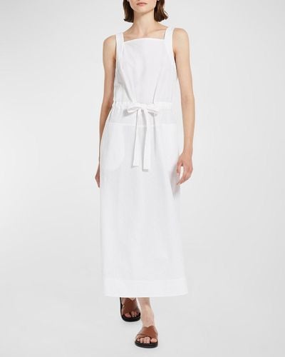 Max Mara Panfilo Sleeveless Cotton Seersucker Midi Dress - White