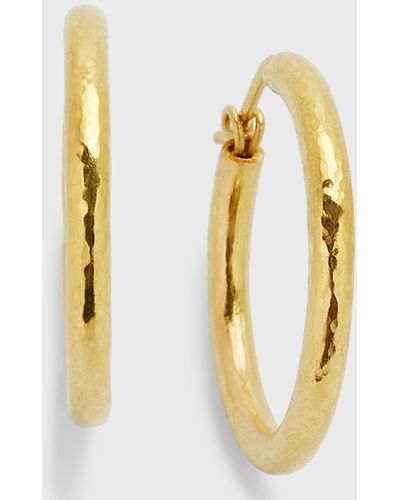 Elizabeth Locke Giant Hammered 19k Gold Hoop Earrings - Metallic