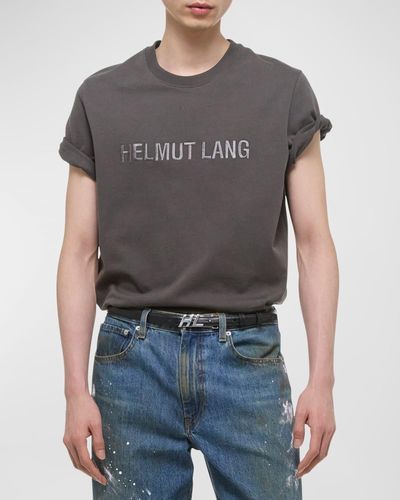 Helmut Lang Logo Oversized Short-Sleeve T-Shirt - Gray