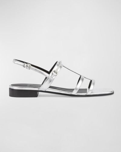 Gucci Divine Leather Slingback Sandals - Metallic