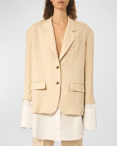 Interior Owens Linen Suit Jacket - Natural