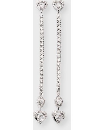 64 Facets 18k White Gold Diamond Long Drop Earrings