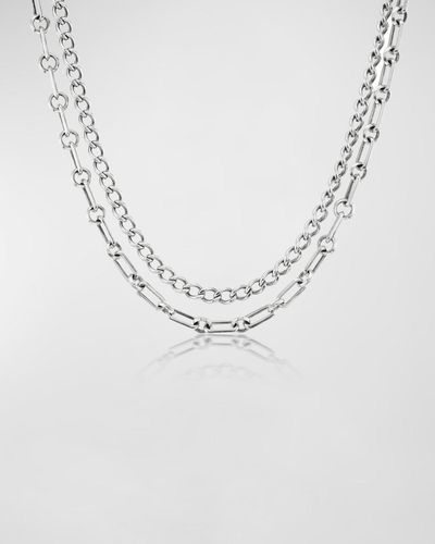 Sheryl Lowe Soho And Curb Chain Double Layer Necklace - Metallic