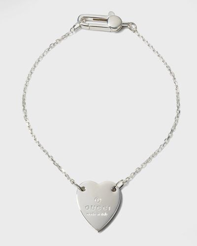 Gucci Logo Heart Chain Bracelet - White