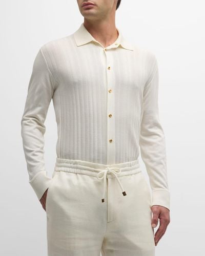 Stefano Ricci Knit Button-Down Shirt - Gray