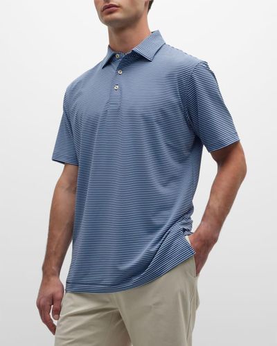 Peter Millar Hales Performance Stripe Jersey Polo Shirt - Blue