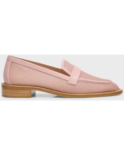 Stuart Weitzman Palmer Shimmer Mesh Slip-On Loafers - Pink