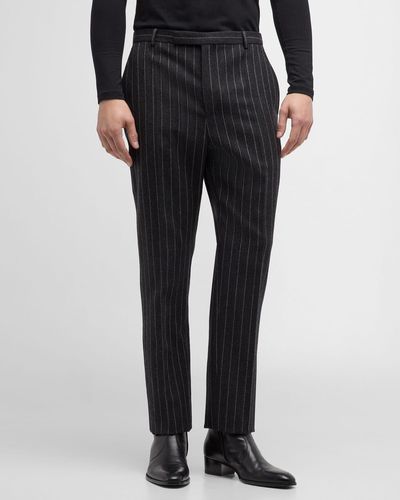 Saint Laurent Flannel Pinstripe Pants - Black