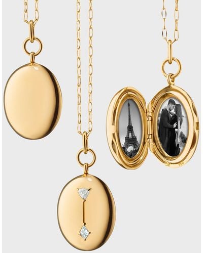 Monica Rich Kosann 18k Yellow Gold True North Oval Locket Necklace With Diamonds - Metallic