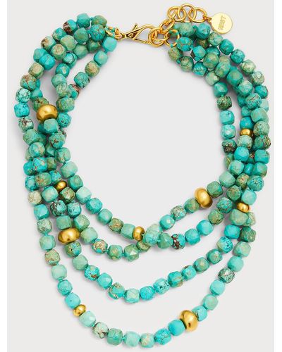 Nest Turquoise Magnesite Brushed Accent Necklace - Green