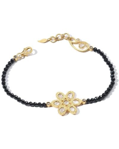 Coomi Affinity 20k Black Spinel Diamond-flower Bracelet - White