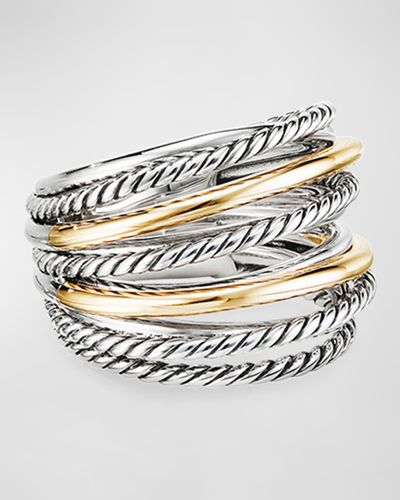 David Yurman Dy Crossover Wide Ring With 18k Gold - Metallic
