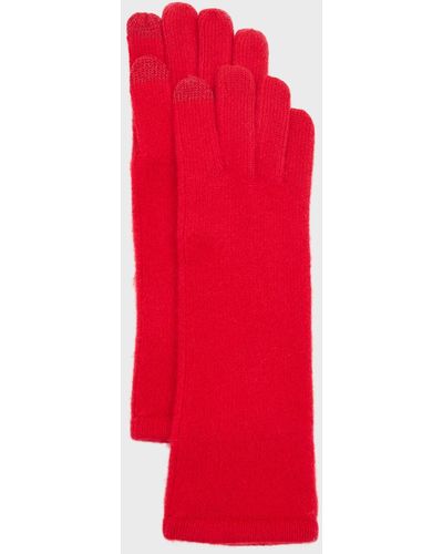 Sofiacashmere Mid-Length Cashmere Jersey Knit Gloves - Brown