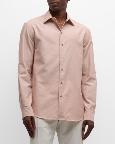 Emporio Armani Classic-Fit Cotton Sport Shirt - Pink