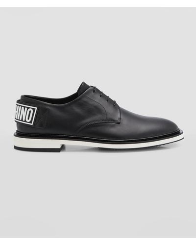 Moschino Maxi-Logo Leather Derby Shoes - Black