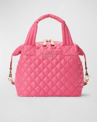 MZ Wallace Sutton Deluxe Small Quilted Top-Handle Bag - Pink
