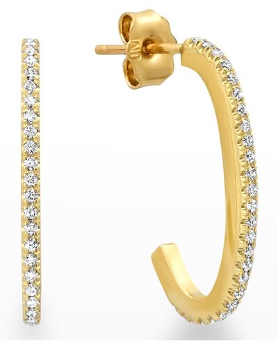 Jennifer Meyer Small Elongated Edith Hoop Earrings With Diamond Pave - Metallic