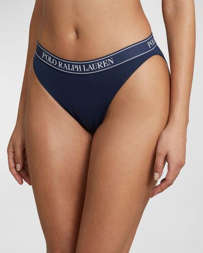 Polo Ralph Lauren Ribbed Logo Bikini Briefs - Blue