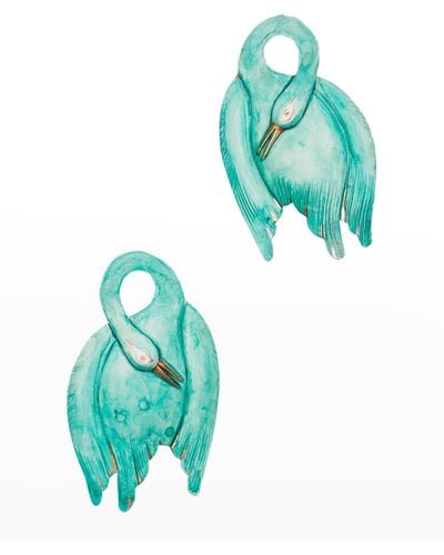 We Dream In Colour Jade Swan Earrings - Blue