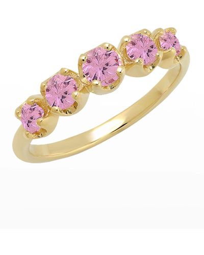 Jennifer Meyer Graduated Stone Ring In Pink Sapphires, Size 6.5