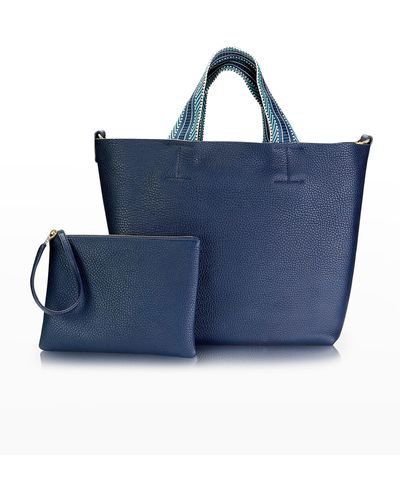 Gigi New York Leigh Pebble Leather Tote Bag - Blue