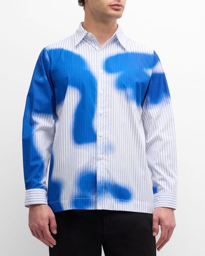 Kidsuper Striped Blurry Face Sport Shirt - Blue