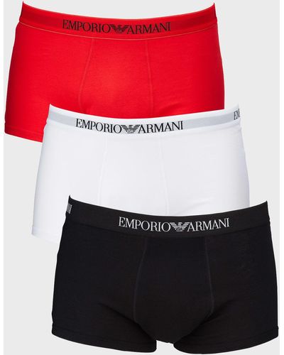 Emporio Armani 3-pack Trunks - Red
