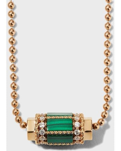 Roberto Coin 18k Rose Gold Diamond & Malachite Pendant Necklace - Green