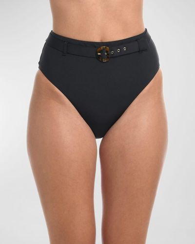Sunshine 79 High Waist Bikini Bottom W/ Adjustable Belt - Black