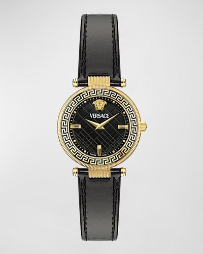 Versace Reve Ip Leather Strap Watch, 35Mm - Metallic