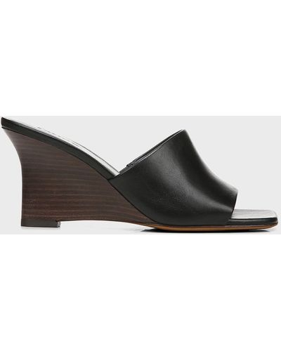 Vince Pia Leather Wedge Sandals - Black
