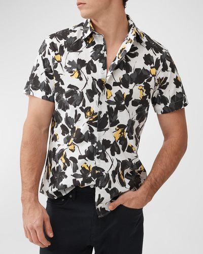 Rodd & Gunn Newcastle Floral-Print Short-Sleeve Shirt - Black