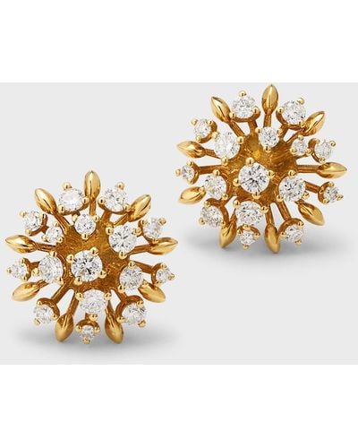 Graziela Gems 18k Yellow Gold Small Diamond Lotus Stud Earrings - Metallic