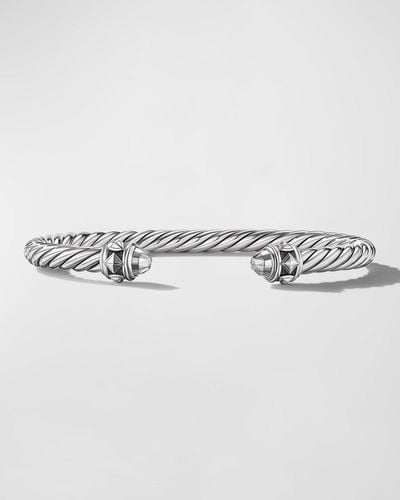 David Yurman 5mm Renaissance Cable Bracelet In Blackened Silver - Metallic