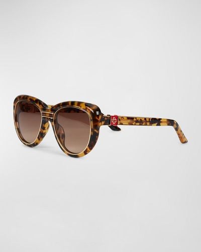 Casablanca Mixed-media Cat-eye Sunglasses - Brown