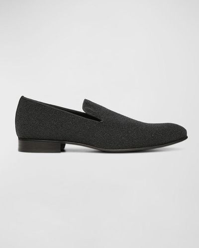 Donald J Pliner Micro-Beaded Slip-On Loafers - Black